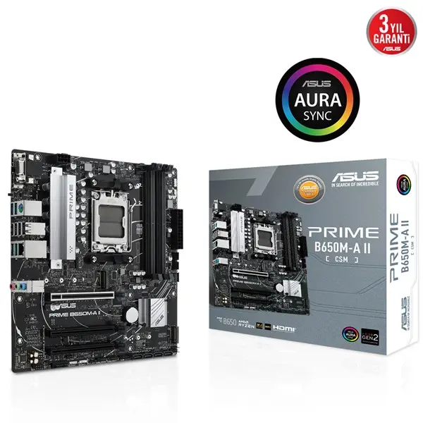 Asus Prıme B650m-A Iı-Csm Am5 Ddr5 Ses Glan Dp/Hdmı/Vga Sata3 Usb3.2 Matx