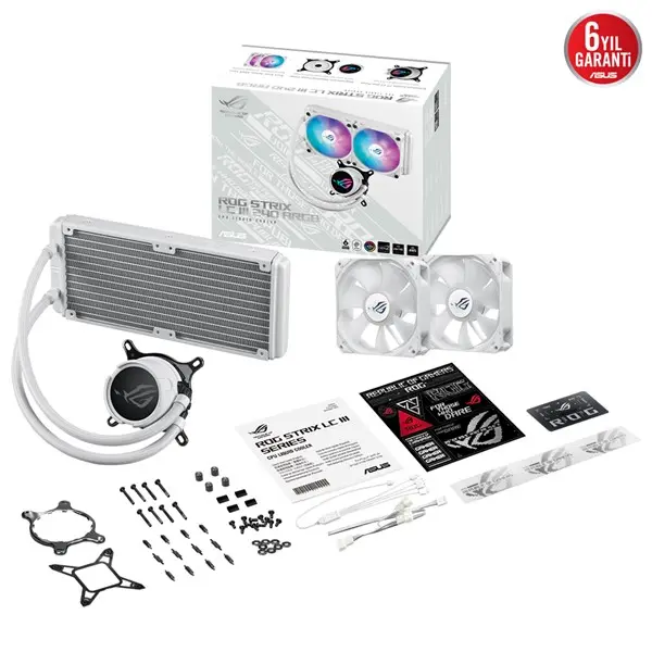 Asus Rog Strıx Lc Iıı 240 Argb Whıte Aura Sync Rgb Fan 240Mm Lga1700/Am4 Soket Sıvı Soğutma