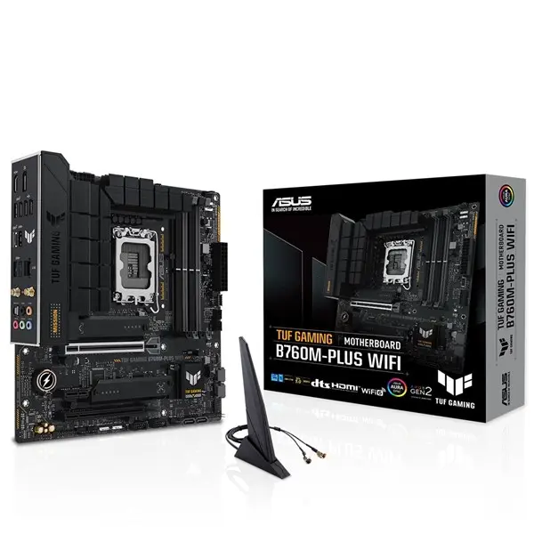 Asus Tuf Gamıng B760m-Plus Wıfı 1700P Ddr5 Ses Glan Dp/Hdmı Sata3 Usb3.2 Matx