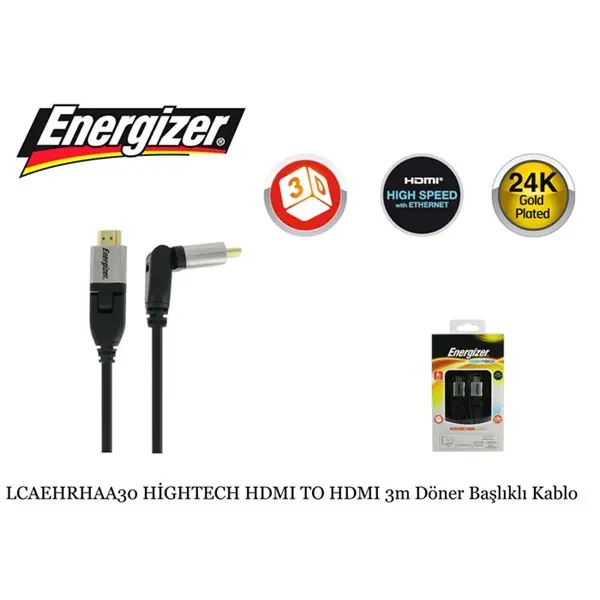 Energızer Lcaehrhaa30 Hdmı Kablo Hıgh Tech 3 Mt Döner Başlıklı 