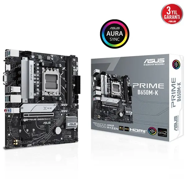 Asus Prıme B650m-K 2Xddr5 Vga+Hdmı 2Xm.2 Am5 Anakart