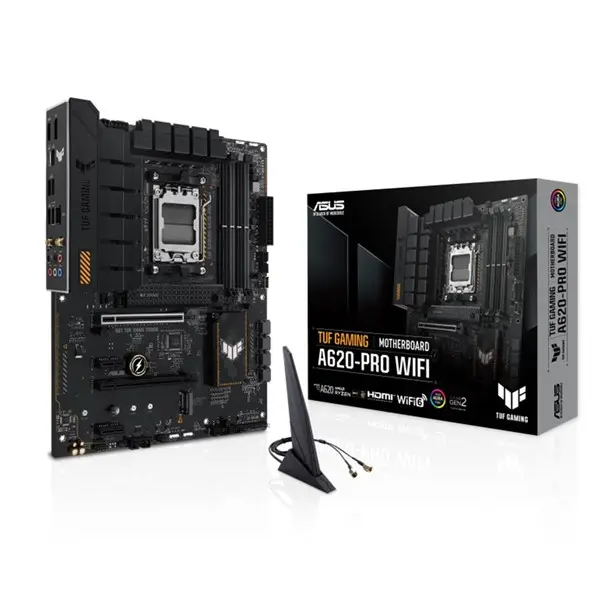 Asus Tuf Gamıng A620-Pro Wıfı Am5 Ddr5 Ses Glan Dp/Hdmı Sata3 Usb3.2 Atx