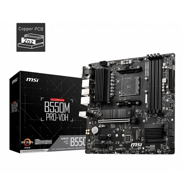 Msı B550m Pro-Vdh Am4 Ddr4 Ses Glan Dp/Hdmı/Vga Sata3 Usb3.2 Matx