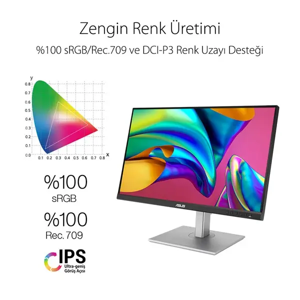 Asus Proart Pa278cv 27" 5Ms 2K 2560X1440 Mdp/Hdmı/Dvı Mm Vesa Led Monıtor