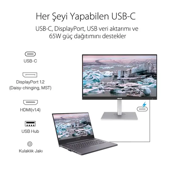 Asus Proart Pa278cv 27" 5Ms 2K 2560X1440 Mdp/Hdmı/Dvı Mm Vesa Led Monıtor
