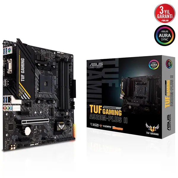 Asus Tuf Gamıng A520m-Plus Iı Am4 Ddr4 Ses Glan Dp/Hdmı/Vga Sata3 Usb3.2 Matx